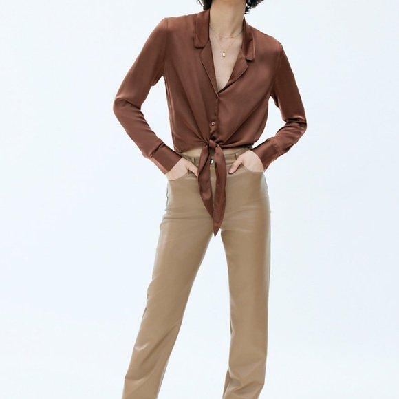 WILFRED Tie Front Satin Blouse, Size XS - Picture 1 of 2